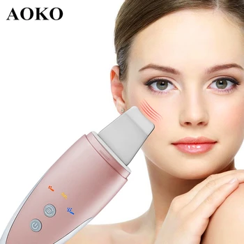 Ультразвуковой Скруббер для кожи AOKO, Глубокое очищающее средство для лица, Удаление угрей, Ультразвуковой Вибрационный Массаж лица, Машина для пилинга кожи