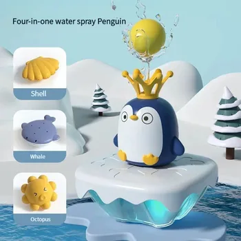 Новые игрушки для детской ванны Электрический распылитель воды с плавающим вращением, Спринклерный душ с Пингвином, игра для детей, подарки для детей, Ванная комната для плавания