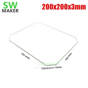 200x200x3 мм Боросиликатная стеклянная пластина для 3D-принтера Wanhao Duplicator i3 Plus