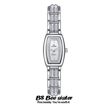 BS Корейские хит продаж, классические женские часы с квадратным бриллиантом и маленькой цепочкой в виде квадратной раковины Isn