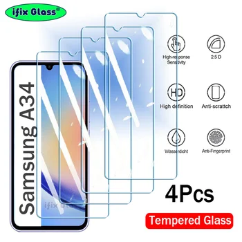 4 Шт. Закаленное стекло Для Samsung Galaxy A34 A33 A32 A31 A30 A30S 4G 5G Полное Покрытие Клеевой Экран Протектор Защитная Стеклянная Пленка