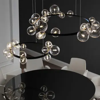 Подвесной светильник в скандинавском современном минималистичном стиле для Гостиной, Дома Творческой личности, Виллы, зала, ресторана, Лампы с прозрачным стеклянным шаром