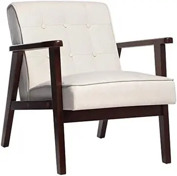 Кресло с подлокотником и ножками из массива дерева, Современный Акцентный диван середины века, для гостиной, Спальни-студии, Светло-серый