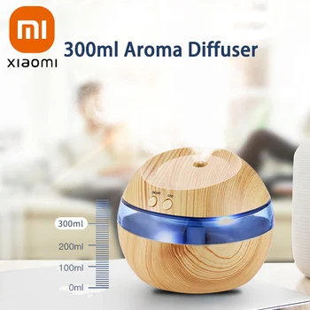 Xiaomi Wood Aromatherapy Humidifier Бытовой Увлажнитель воздуха Ультразвуковой Немой Красочный Увлажнитель Воздуха с распылителем Перезаряжаемый