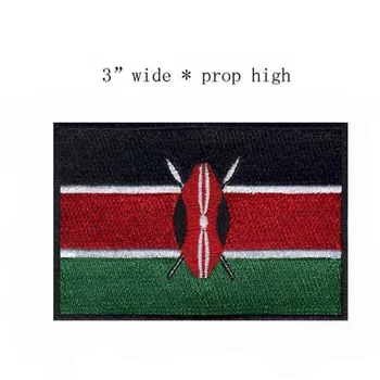 Вышивка Флага Кении Шириной 3 дюйма /Тканевая Аппликация в виде Цветов/Parches Bordados