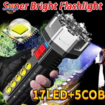 Супер Мощные светодиодные фонари COB USB Перезаряжаемый Тактический фонарь Портативная вспышка Наружное аварийное освещение Бликовый свет