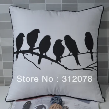 Чехол для диванной подушки из ткани с рисунком птицы из персиковой кожи -белый, 45 * 45 см,