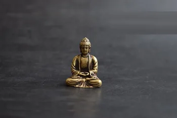 Карманный Маленький Медный Будда из чистой твердой латуни Буддийский Мини-Античный микрорезной