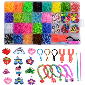 32 сетки резиновых резинок для ткацкого станка, подарок для девочек, детская резинка для плетения, шнуровка, браслет, игрушечная резинка для браслетов, набор материалов 