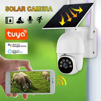 1080P PTZ-камера обнаружения движения на открытом воздухе, работающая на солнечной энергии, двусторонняя домофон, WiFi камера домашнего наблюдения