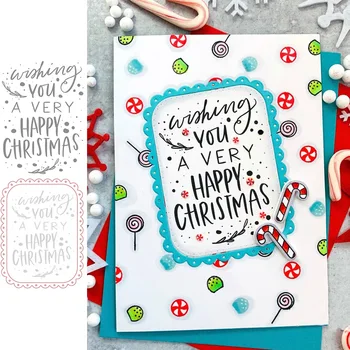 Прозрачные силиконовые штампы с надписью Happy Christmas для изготовления открыток в стиле скрапбукинга своими руками/фотоальбома