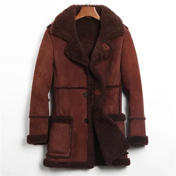 Модная длинная куртка из овчины Для Мужчин, кожаная куртка из овчины b3, Индивидуальное мужское зимнее теплое пальто