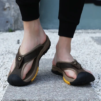 Летние мужские вьетнамки Повседневные пляжные сандалии Нескользящая обувь на плоской подошве Уличные тапочки Домашняя обувь для купания Для мужчин уличные сандалии