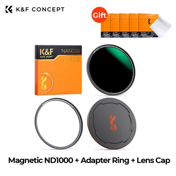 K & F Concept Magnetic ND1000 10-Стопорный Фиксированный Фильтр нейтральной плотности с 28 Многослойными покрытиями, Водонепроницаемый, Устойчивый К царапинам для Камеры