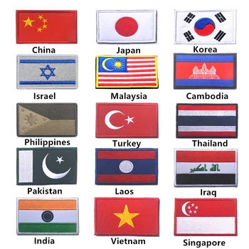 AHYONNIEX 1 шт. Вышивка Азия, Китай, Вьетнам, Сингапур, Таиланд, Нашивка с Флагом, Пришитая на одежду, Повязка, Наклейка на рюкзак, Аппликация 