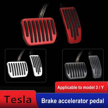 Для Автомобиля Tesla Модель 3 Накладки На Ножные Педали Чехлы модель 3 2022 педали Нескользящие Рабочие Накладки На Ножные Педали Авто Алюминиевые Накладки На Педали