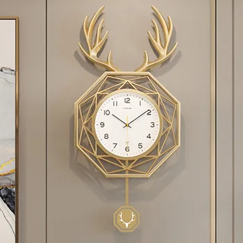 Уникальный Дизайн Настенных часов Класса Люкс С Маятником Queen Gold Настенные часы Для гостиной Креативный Reloj Digital Pared Room Decorarion