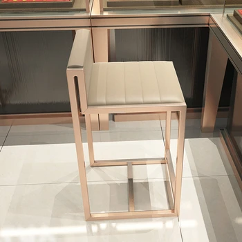 Креативные барные стулья из нержавеющей стали, Высокий Табурет для стойки Регистрации, современные специальные барные стулья, Табуретки со спинкой, Мебель Cocinas