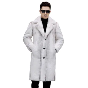 Мужское Меховое пальто, Зимняя одежда, Теплый Бархатный Длинный Повседневный тренч Размера Плюс, пальто S-6XL
