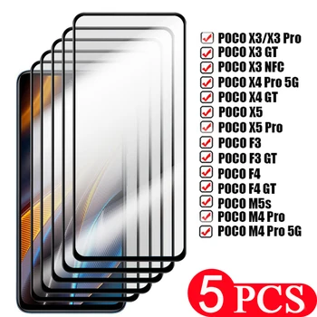 5 шт. Закаленное стекло для xiaomi Poco X5 X4 X3 M4 pro F4 F3 GT M5 M5s NFC защитная пленка протектор экрана телефона Стекло смартфона