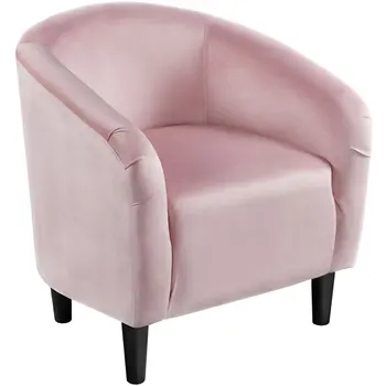 Кресло-бочонок с акцентом, розовый бархат