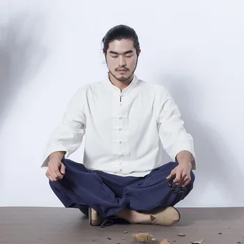 Мужской костюм Тай-чи из 2 предметов, униформа для боевых искусств, для медитации, кунг-фу, Китайская Традиционная толстовка + брюки, комплект для занятий йогой