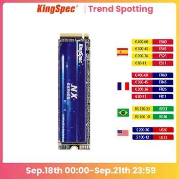 KingSpec SSD 128 ГБ 256 ГБ 512 ГБ Внутренний твердотельный накопитель емкостью 1 Тб M.2 NVMe 2280 PCIe Компьютерный Диск Жесткие Диски для Настольных ПК Ноутбуков