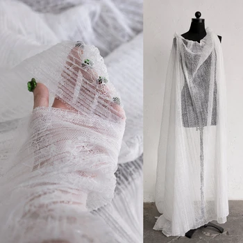 Плиссированная кружевная ткань, легкое платье, Дизайнерская оптовая продажа, ткань по метру для шитья своими руками, чистый полиэфирный материал