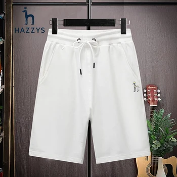 Повседневные брюки с вышитым логотипом Hazzys, Мужские шорты из чистого хлопка, 2023 Новые Летние тонкие пятиточечные спортивные брюки, модная мужская одежда