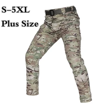 Водоотталкивающие Клетчатые Камуфляжные Тактические брюки 5XL, Военные брюки для боевой подготовки, Мужские Спортивные брюки-карго с несколькими карманами