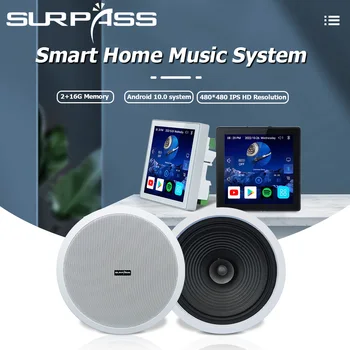 Умная Аудиосистема Android 10,0 WiFi Встроенный усилитель Bluetooth с Сенсорным Экраном Аудио Настенная Пластина Полный Спектр Потолочных Динамиков Комплект