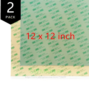 Лист PEI, поверхность для 3D-печати размером 12x12 дюймов (т.е. 300x300 мм) с клейкой лентой 3 М 468 Мп, партия из 2