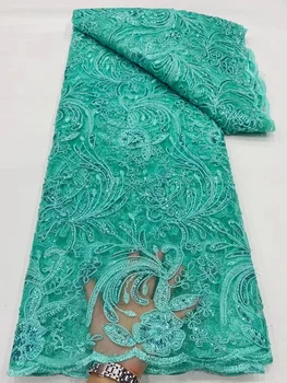 Кружевная ткань с пайетками в Нигерийском стиле 2023, Высококачественное Кружево, Африканский Тюль, Сетчатая Кружевная ткань с вышивкой Для Шитья Свадебного платья