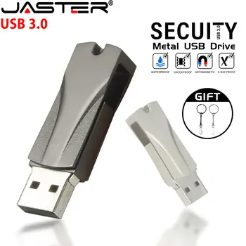 JASTER Металлический USB 3,0 флэш-накопитель 64 ГБ 32 ГБ 16 ГБ Высокоскоростной флеш-накопитель С брелоком Memory stick 8 ГБ 4 ГБ Водонепроницаемый Черный U-диск