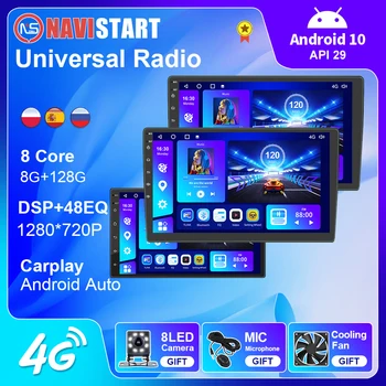 NAVISTART Универсальный автомобильный радиоприемник с дисплеем Android 10, Автомобильный стереосистема, Мультимедийный плеер, GPS-навигация, аудио для автомобилей, 2 Din Navi