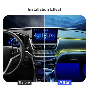 Окружающее освещение автомобиля, 64 цвета RGB, светодиодная подсветка дверей автомобиля, градиентный свет Внутри, неоновая волоконно-оптическая лента Внутри автомобиля