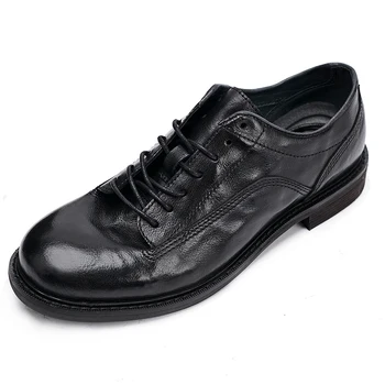 Оригинальная обувь из воловьей кожи, мужские модельные туфли, весна-осень, высококачественная мужская обувь из натуральной кожи на шнуровке, дизайнерская обувь