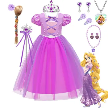 2023 Бальное платье для девочек, Костюм Принцессы Диснея Рапунцель, Вечеринка для девочек, Карнавал, Праздничное Платье Для маленьких девочек, Одежда для детей, Платье