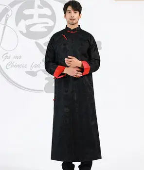 Мужской Китайский традиционный халат, длинный костюм, Свадебное Длинное платье, Весенний винтажный сценический костюм Тан