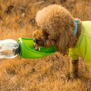 680 мл Портативная бутылка для воды для домашних собак с мягким силиконовым дизайном в виде листьев, Дорожная Собачья Миска для щенка, Поилка для кошек, Диспенсер для воды для домашних животных на открытом воздухе