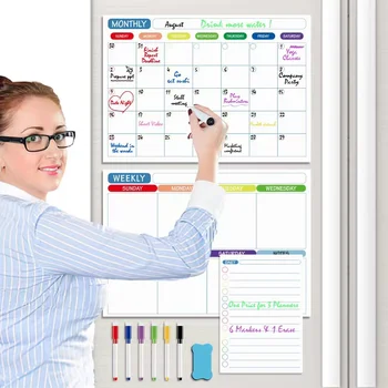 Магнитный холодильник формата А3 Ежемесячный Еженедельный планировщик, Календарная таблица, Доска для сухого стирания, Расписания, наклейка на холодильник, Доска объявлений