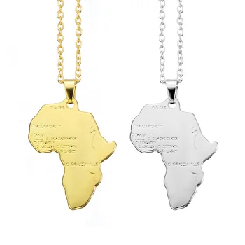 Мода Хип-хоп Стиль Заявление Личности Карта Африки Кулон Ожерелье Воротник Ювелирная Карта Ожерелье для Женщин Мужчин Ювелирный Подарок