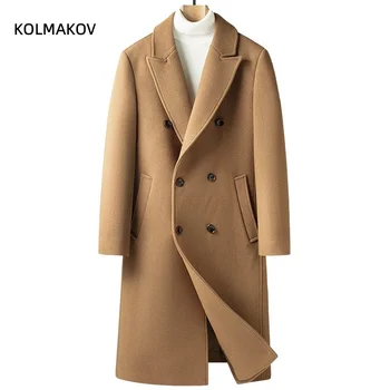 2024 новое поступление, зимние куртки, модное длинное стильное шерстяное пальто, Мужской Повседневный шерстяной тренч, мужская модельная куртка, мужской Размер M-4XL