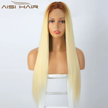 AISI HAIR Синтетический парик на кружеве, Длинный Прямой Блонд 13 *4, Кружевной парик из термостойкого волокна, волосы для женщин, используемые ежедневно и для Косплея