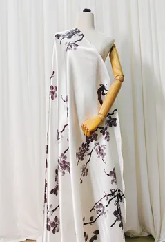 Ткань Charmeuse От Yared Plum Blossom Ткани с цифровым Принтом для Платья Фирменный Дизайн Diy Ширина Шитья 148 см Бесплатная Доставка