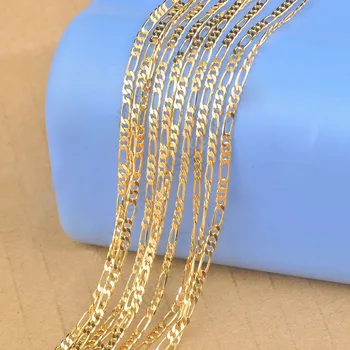 Новое модное 26-дюймовое массивное ожерелье Figaro из настоящего желтого золота с золотыми цепочками, мужское длинное ожерелье Быстрая доставка