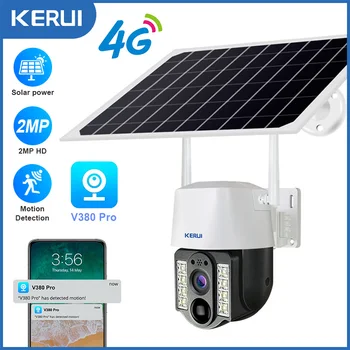 KERUI 1080P 4G WiFi Камера Солнечная Панель Наружная Водонепроницаемая Камера Видеонаблюдения С Обнаружением Движения Солнечная PTZ Камера Безопасности Защита