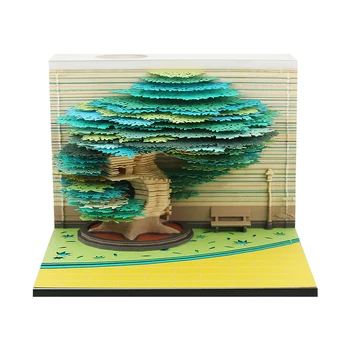 Omoshiroi Блок Мини 3D Блокнот 155 Листов Липкие Заметки DIY Домик на дереве Бумага для Заметок 3D Блокнот Наклейки Новинка Подарок Для Вечеринки