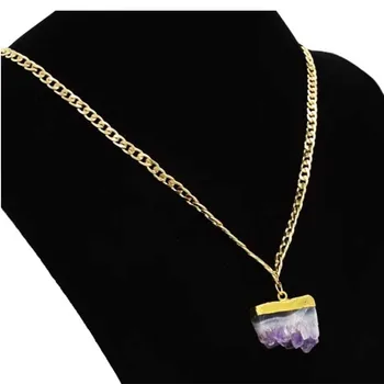 2020 Модное Рок-ожерелье с длинной золотой Цепочкой Из Натурального камня, Фиолетовые Хрустальные Ожерелья Для женщин, ювелирные изделия