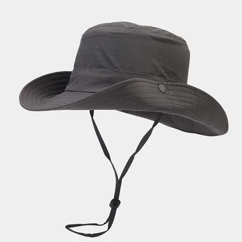 Быстросохнущая широкополая шляпа Унисекс Для пеших прогулок, альпинизма, рыбалки, Солнцезащитная кепка, однотонная Панама, кепка рыбака